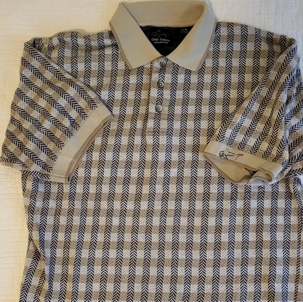 Greg Norman Men's Medium Golf Shirt Beige
